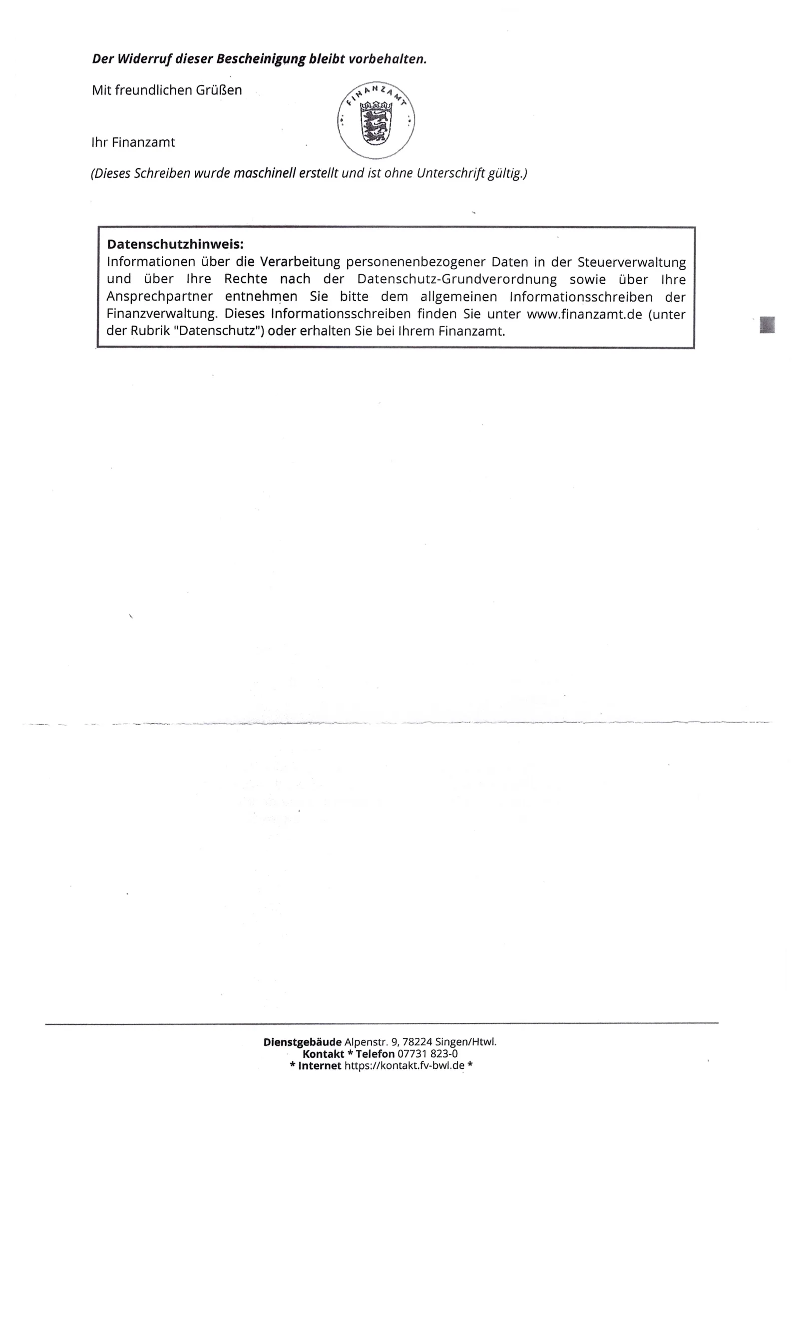 Freistellungsbescheinigung 2026 – Seite 2
