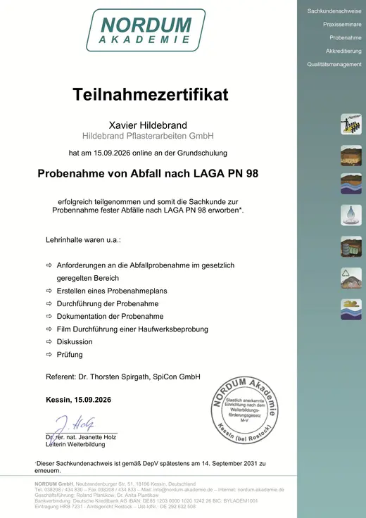 Zertifikat: LAGA PN 98